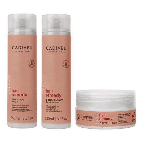 Cadiveu Professional Essentials Hair Remedy Kit Home Care Shampoo + Condicionador 250ml e Máscara 200ml